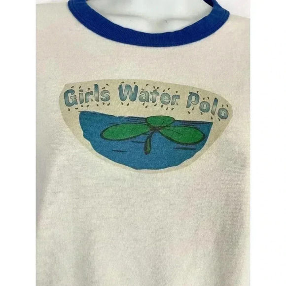 VTG Girls Water Polo T-Shirt SMALL We Were Made Stronger Retro STAINS - Picture 9 of 12
